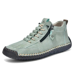 Men's Casual Leather Shoes Retro High Top  Adomoo