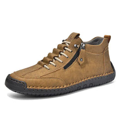 Men's Casual Leather Shoes Retro High Top  Adomoo