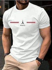 Men's Oversized Cotton T-Shirt – Paris Letter Print, Summer Casual  Adomoo