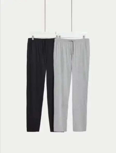Mens 2pk Pure Cotton Pyjama Bottoms  Adomoo