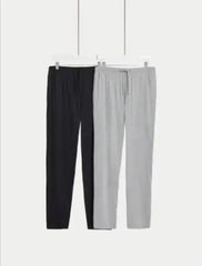 Mens 2pk Pure Cotton Pyjama Bottoms  Adomoo