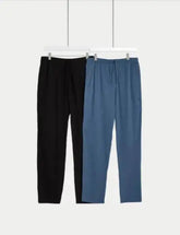 Mens 2pk Pure Cotton Pyjama Bottoms Adomoo