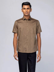 Mens Coffee/Chocolate Textured Executive Shirt  Adomoo