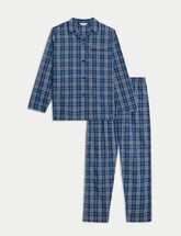 Mens Pure Cotton Checked Pyjama Set Adomoo