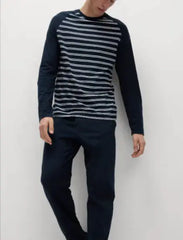 Mens Pure Cotton Striped Pyjama Set  Adomoo