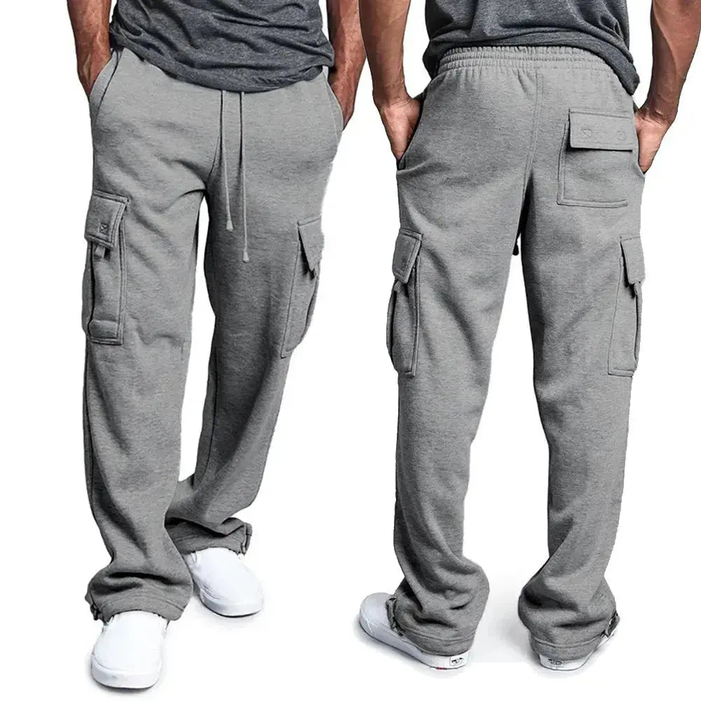 Men's Straight Fit Joggers – Oversized Multi-Pocket Sweatpants for Sports & Streetwear  Adomoo