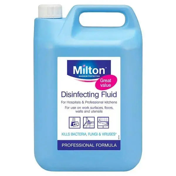 Milton Disinfecting Fluid, For Use On Work Surface, Floors, Walls & Ustensils 5L  Adomoo