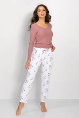 Momenti Per Me blouse and print pants ladies pyjamas Adomoo