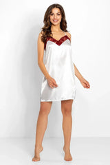 Momenti Per Me decorative lace elegant satin nightgown Adomoo