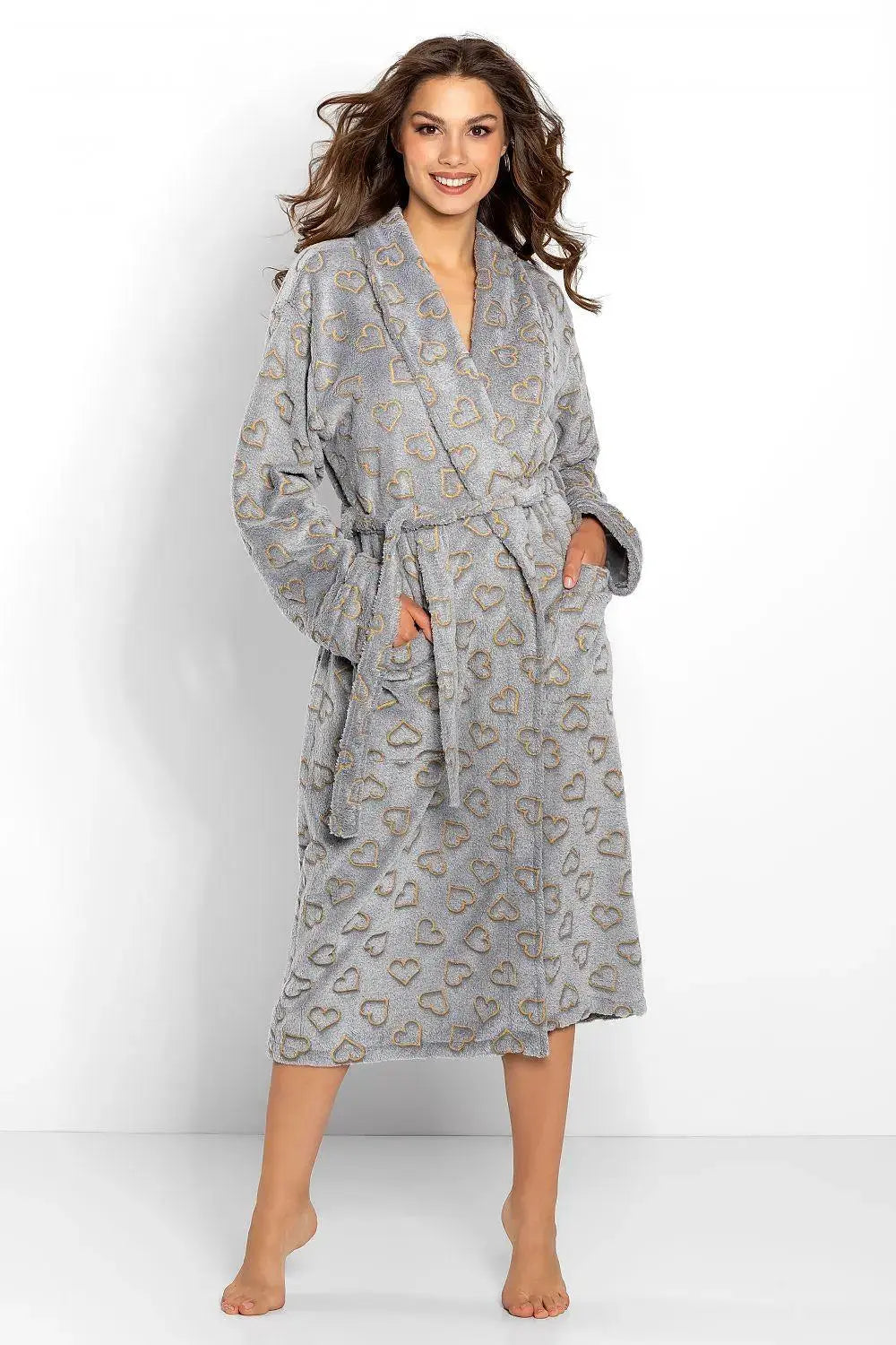 Momenti Per Me gray color womens bathrobe Adomoo