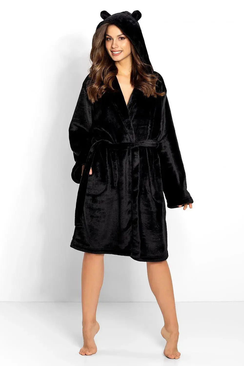 Momenti Per Me high quality black color bathrobe Adomoo