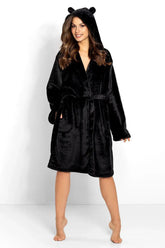 Momenti Per Me high quality black color bathrobe Adomoo