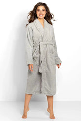 Momenti Per Me knit fabric-shawl collar womens bathrobe Adomoo