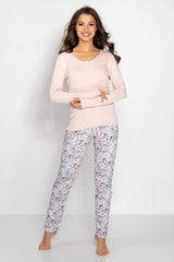 Momenti Per Me long-sleeve blouse and long pants womens pajamas Adomoo