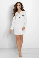 Momenti Per Me long sleeves button-down nightgown Adomoo