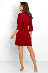 Momenti Per Me waist tie and smooth fabric bathrobe Adomoo