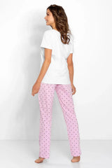 Momenti Per Me white and pink t-shirt and pants womens pajamas Adomoo