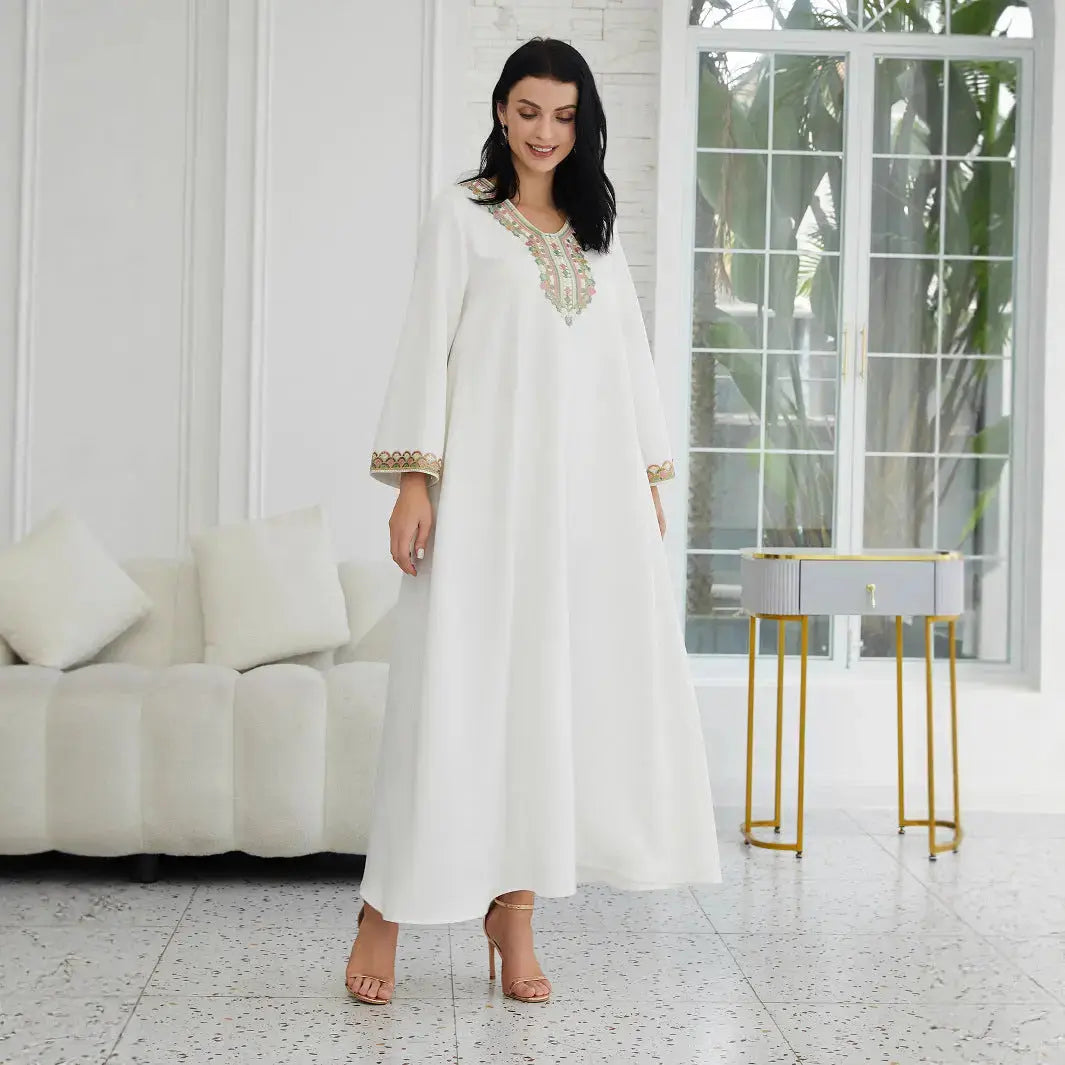 Muslim Women's Wear Fashion Stitching Lace Abaiya Robe  Adomoo