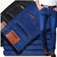 Men's Soft Business Denim Trousers – Light Luxury Stretch Slim Fit  Adomoo