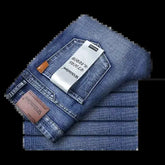 Men's Classic Business Jeans – Regular Straight Stretch Denim (Blue) Adomoo
