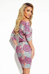 Numoco Sporty dress with 3/4 sleeves and pockets Dress in pink and blue mandala fabric  Adomoo