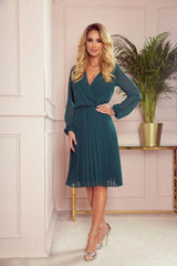 Numoco neckline and long sleeves cocktail dress  Adomoo