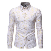 Men's Metal Bronzing Printed Lapel Shirt Adomoo