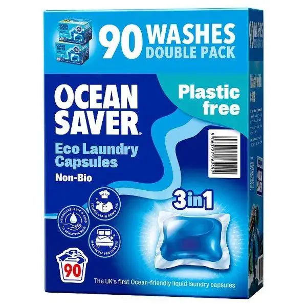 Ocean Saver Non-Bio Eco Laundry Capsules 90 x 14ml (1260ml)  Adomoo
