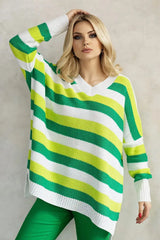 PeeKaBoo long sleeves and heart neckline loose-fitting sweater  Adomoo