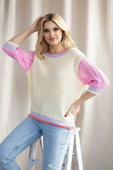PeeKaBoo loose cut short sleeve sweater  Adomoo