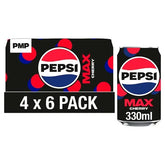 Pepsi Max Cherry No Sugar Cola Cans PMP 6 x 330ml (Case of 4)  Adomoo