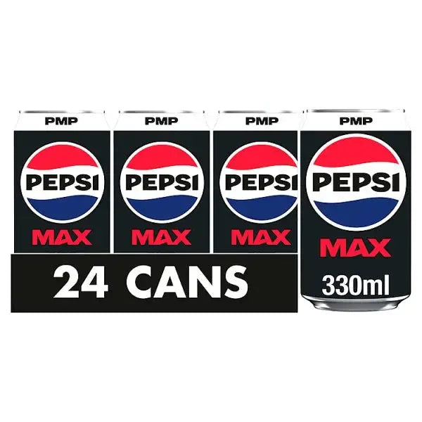 Pepsi Max No Sugar Cola PMP Can 330ml (Case of 24)  Adomoo
