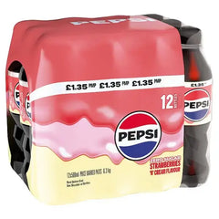 Pepsi Strawberries 'N' Cream Flavour PMP Bottles 12 x 500ml (Case of 12)  Adomoo