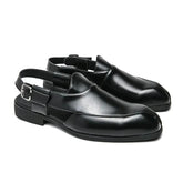 Plus Size Men's Slip-on Fashionable Breathable Lightweight British Style Leather Sandals  Adomoo