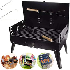 Portable Folding Charcoal BBQ Grill – Mini Barbecue Oven for Outdoor Cooking, Camping, Picnic & Beach  Adomoo