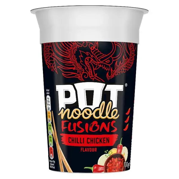 Pot Noodle Fusions Instant Snack Chilli Chicken 100 g (Case of 8) Adomoo
