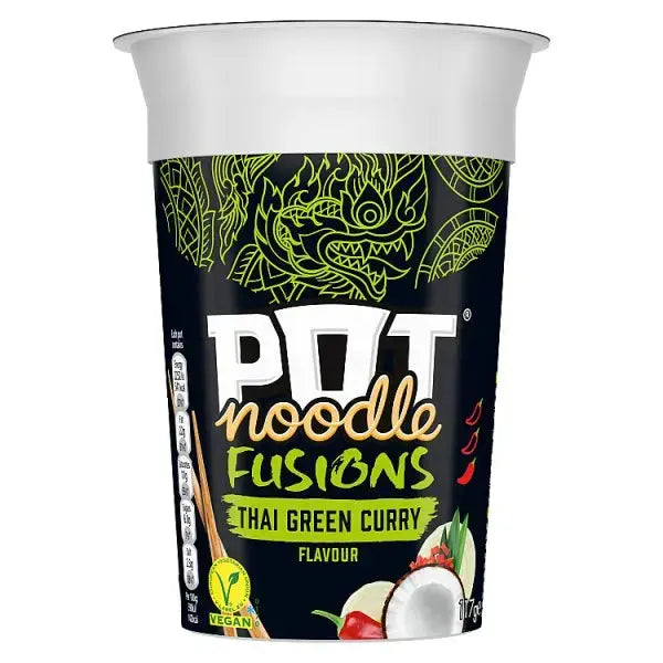 Pot Noodle Fusions Instant Snack Thai Green Curry 117 g (Case of 8) Adomoo