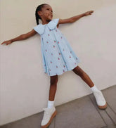 Pure Cotton Cherry Embroidered Dress (2-8 Yrs)  Adomoo