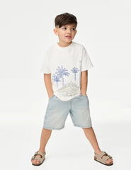 M&S Pure Cotton Dinosaur Scene T-Shirt (2-8 Yrs)  Adomoo