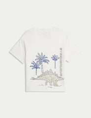 M&S Pure Cotton Dinosaur Scene T-Shirt (2-8 Yrs)  Adomoo
