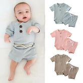 Pydcoco US Stock 0-24M 2PCS Kid Baby Clothes Set Short Sleeve Bodysuit Shorts Outfits Summer Set  Adomoo