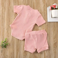 Pydcoco US Stock 0-24M 2PCS Kid Baby Clothes Set Short Sleeve Bodysuit Shorts Outfits Summer Set  Adomoo