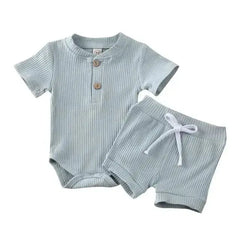 Pydcoco US Stock 0-24M 2PCS Kid Baby Clothes Set Short Sleeve Bodysuit Shorts Outfits Summer Set  Adomoo