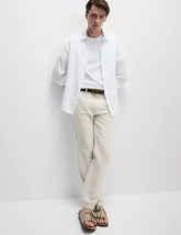 Regular Fit Cotton Linen Blend Chinos Adomoo