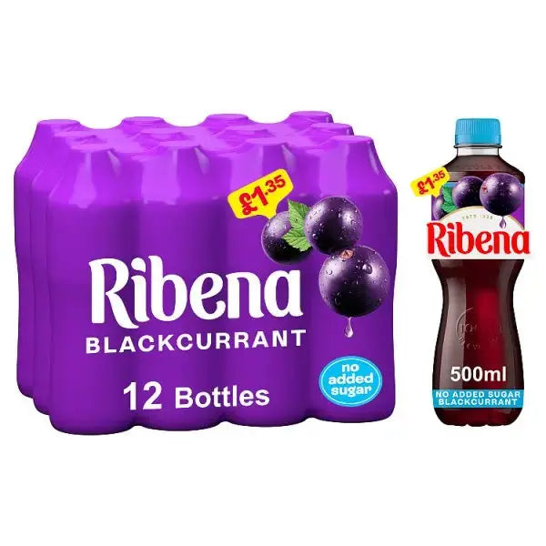 Ribena Blackcurrant No Added Sugar Juice Drink 500ml (Case of 12)  Adomoo