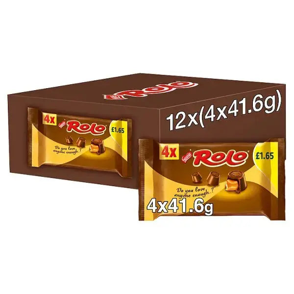 Rolo Milk Chocolate & Toffee Tube 4 Pack Multipack 166.4g (Case of 12)  Adomoo