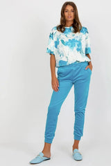 Rue Paris Velour Blouse and Pants Set  Adomoo