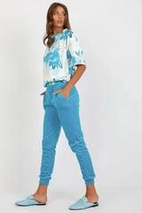 Rue Paris Velour Blouse and Pants Set  Adomoo