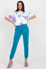 Rue Paris Velour Blouse and Pants Set  Adomoo