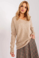 Rue Paris acrylic long sleeve and heart neckline sweater Adomoo